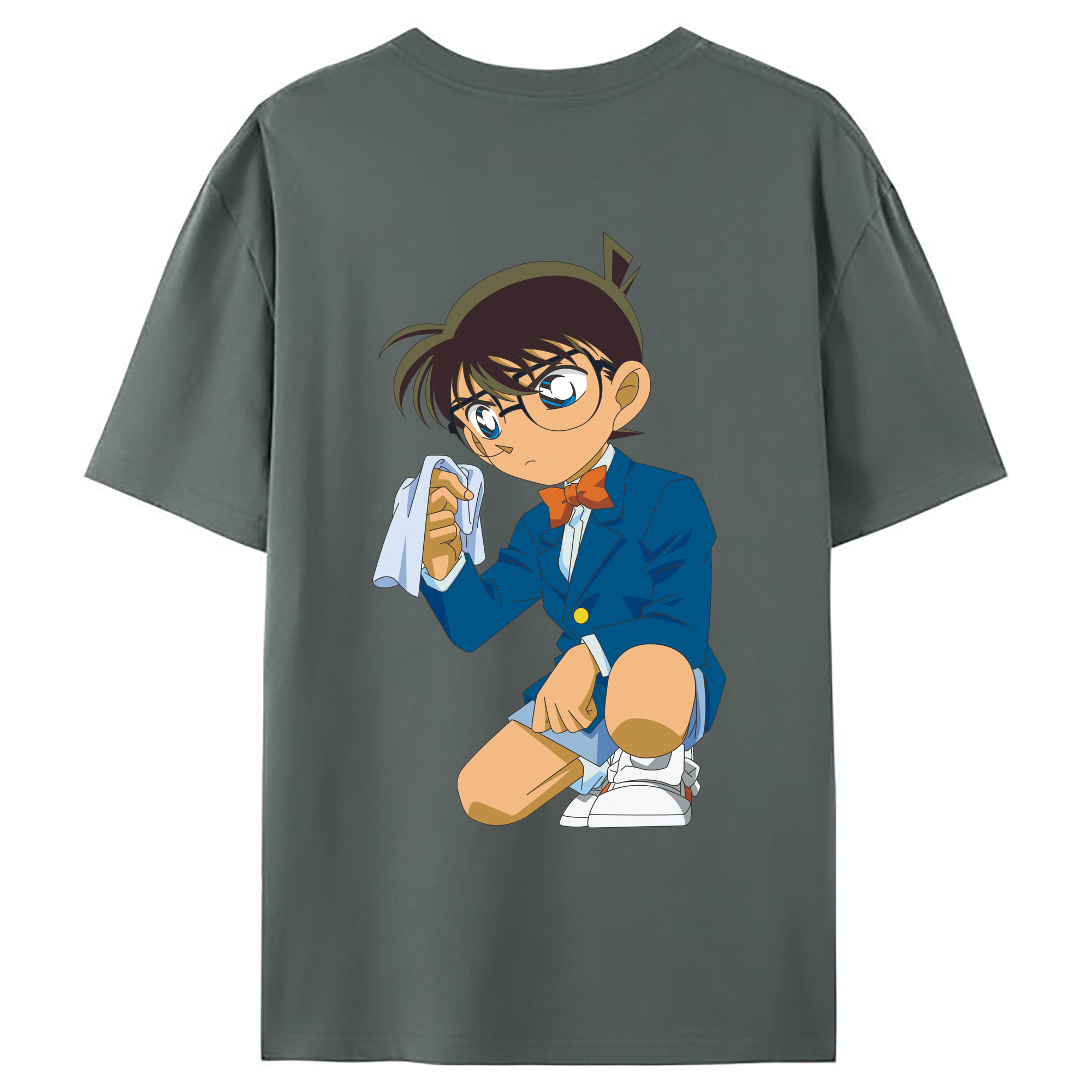 （画像用） 名探偵コナン 江戸川 コナン Detective Conan Conan Edogawa 綿100％ メンズ半袖Tシャツ（バックプリント） 通気性